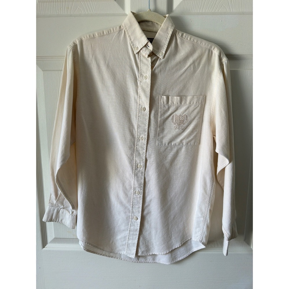 American Eagle 90s Y2K VTG Button Down Shirt Women 8 Cream 100 Cotton Preppy USA